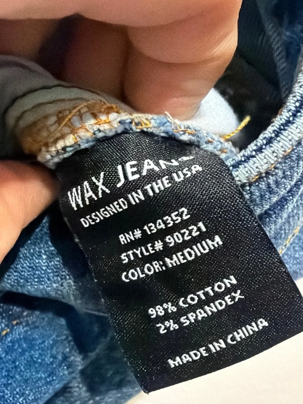 Wax Jean Distressed Denim Mini Skirt Medium Wash Stretch Raw Hem  Size Large